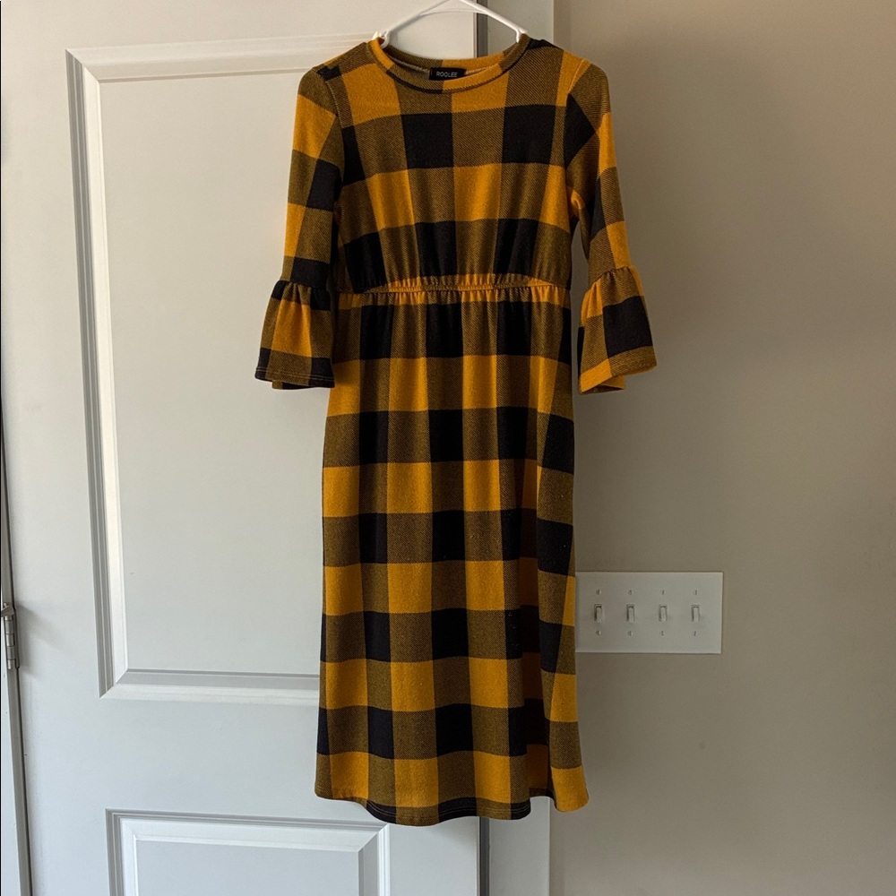 Plaid Yellow and Navy Dress